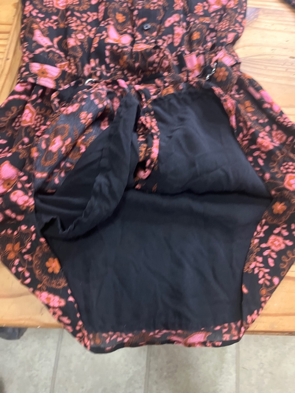 A.L.C Silk Mini Dress Black with Pink & Brown Floral Print - Picture 6 of 10